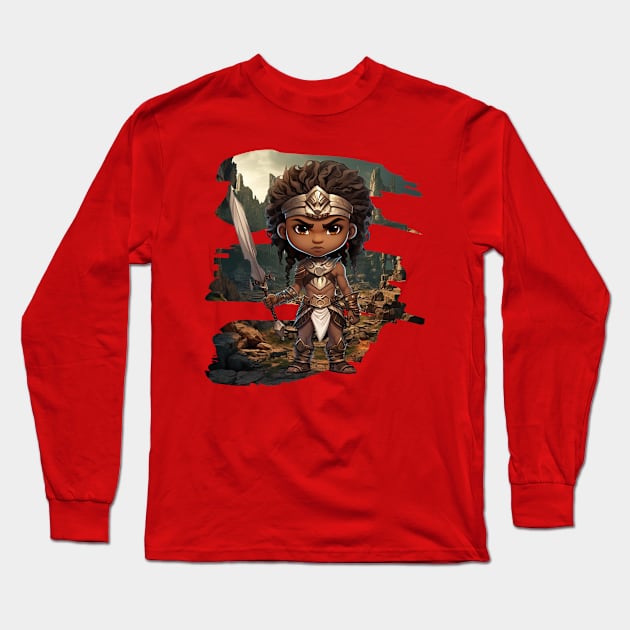 Warrior-Adventure Series: Chibi Gamer Long Sleeve T-Shirt by Neon Abode